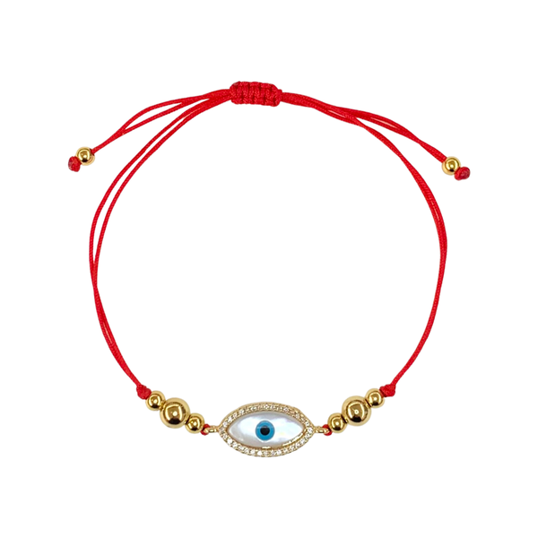 Enamel Evil Eye Adjustable Red String Bracelet Hamsa