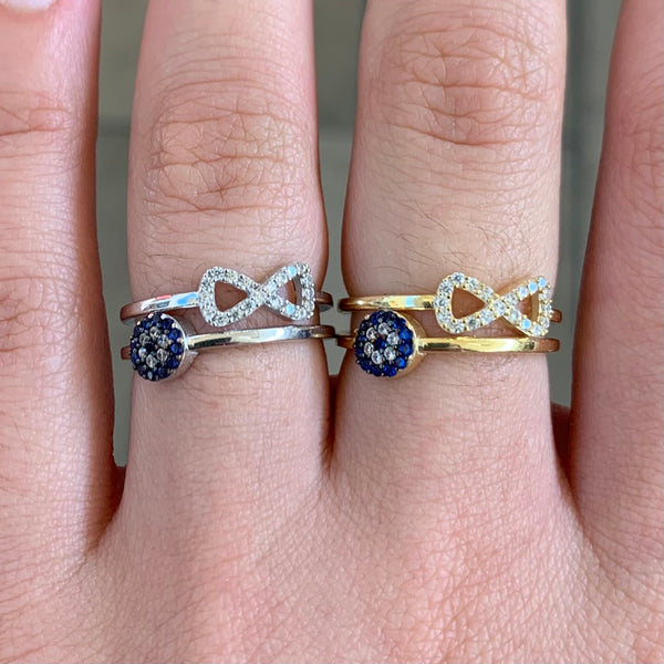 Infinity Evil Eye Sterling Silver Ring