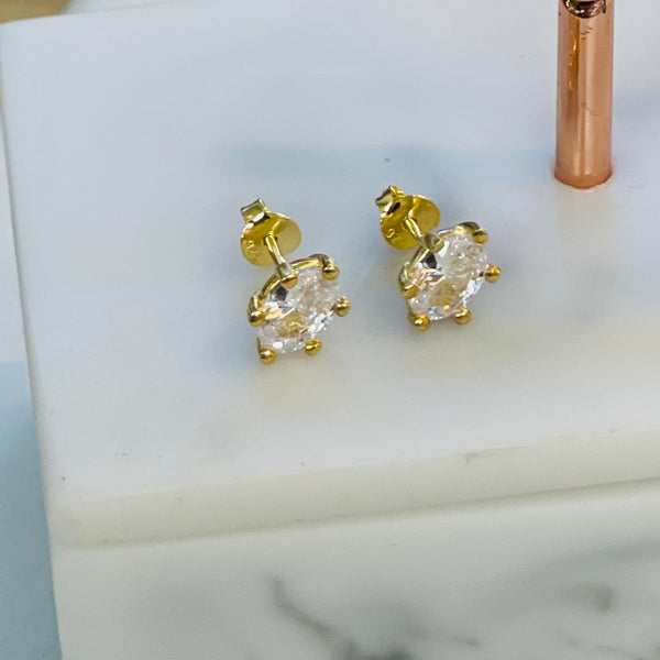 Elliptic Crystal Sterling Silver Stud Earrings
