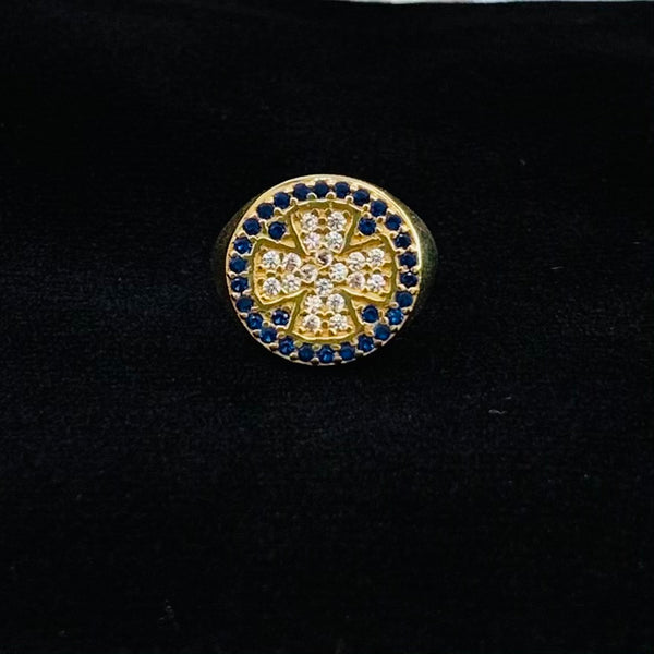 Navy Stones Circular Sterling Silver Ring