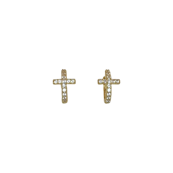 Cross Hoops Sterling Silver Earrings