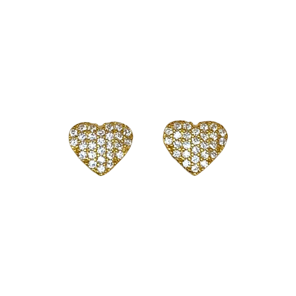 Heart Stud Earrings 925 Sterling Silver Crystal