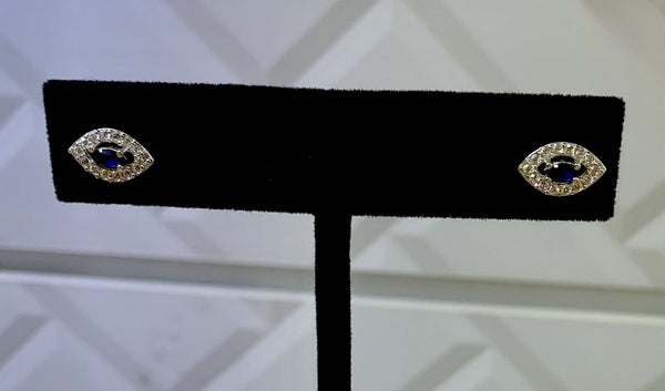 Blue Stone Eye Shape Evil Eye Earrings