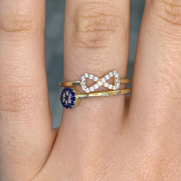 Infinity Evil Eye Sterling Silver Ring
