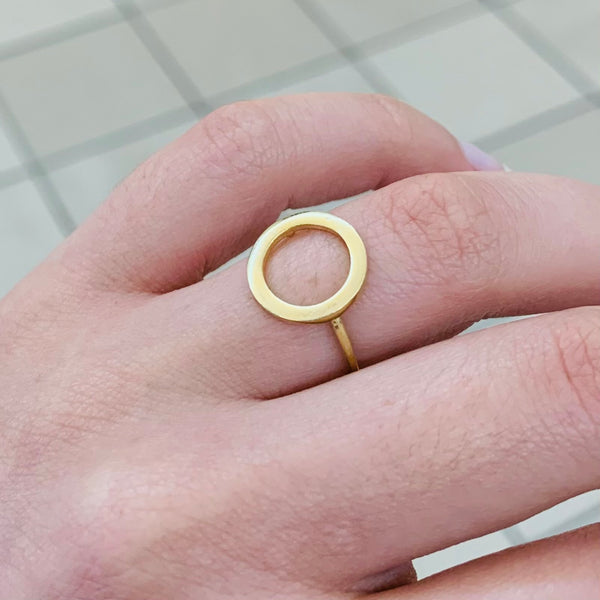 Gold Plated Circle Sterling Silver Ring
