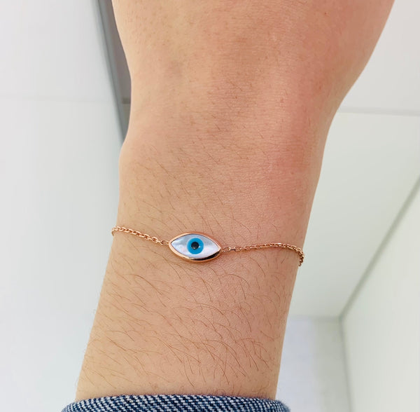 Evil Eye Enamel Sterling Silver Bracelet