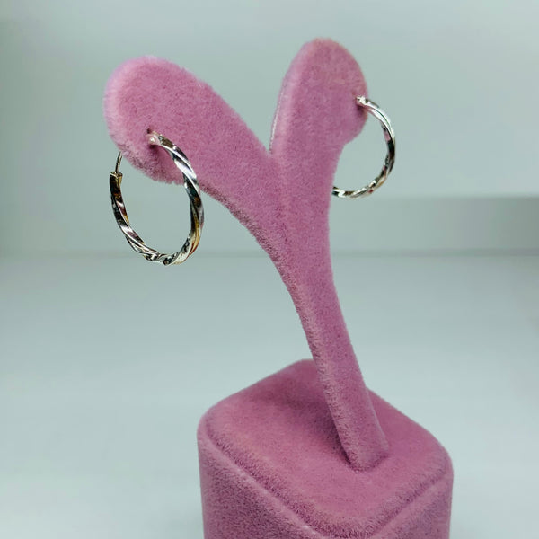 Medium Twisted Sterling Silver Hoops Earrings