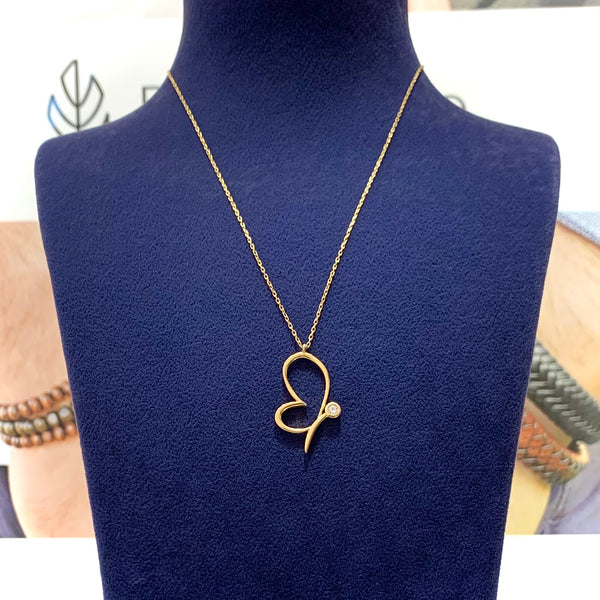 Half Butterfly Silhouette Necklace - Single Line Art Pendant