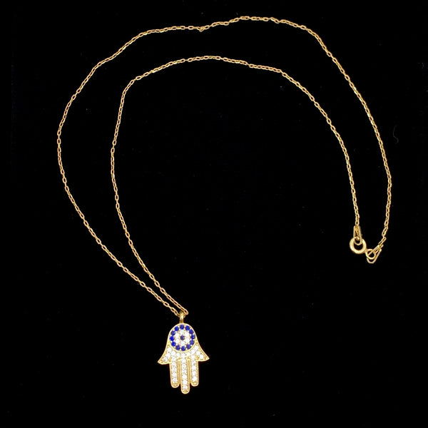 Evil Eye Hamsa Sterling Silver Necklace