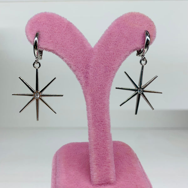 North Star Dangle Sterling Silver Earrings