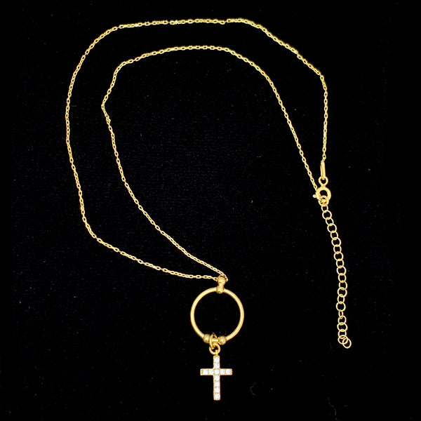 Cross Sterling Silver Necklace Circle