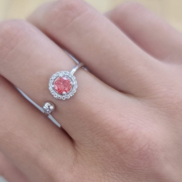 Princess Crystal Silver Ring Adjustable