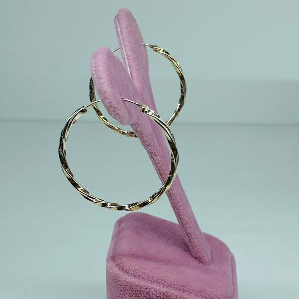 Big Twisted Sterling Silver Hoops Earrings