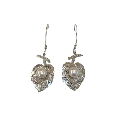 Authentic Big Pearl Sterling Silver Earrings