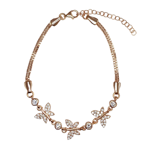 Elegant Butterfly Crystal Silver Bracelet – Adjustable Sterling Silver Chain