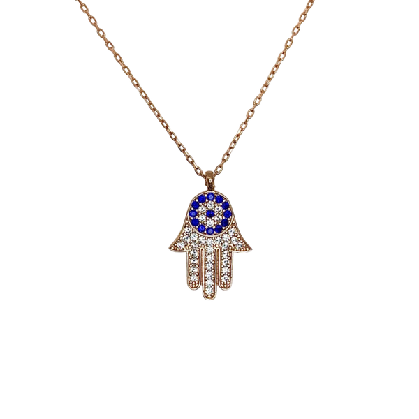 Evil Eye Hamsa Sterling Silver Necklace