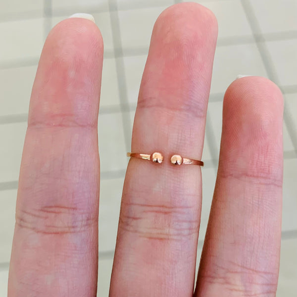 Green Stone Rose Gold Plated Sterling Silver Pinky Finger Ring