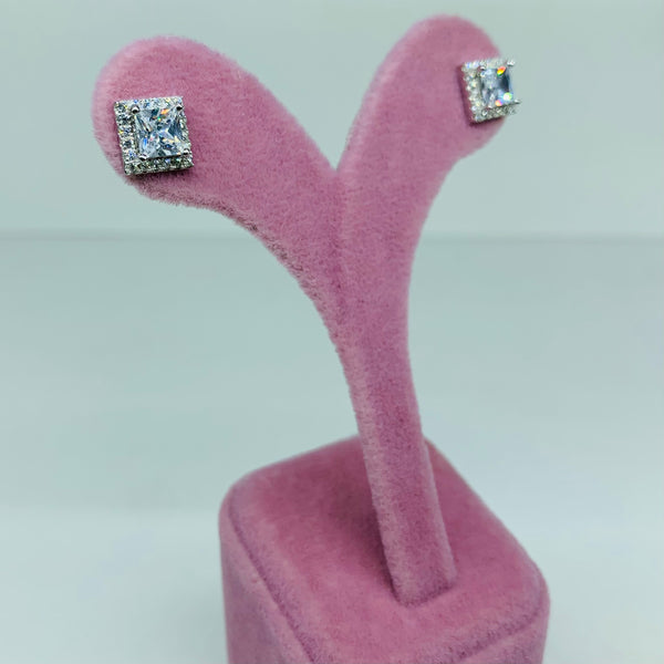Square Frame Sterling Silver Stud Earrings