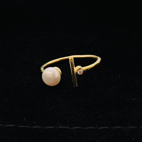 Tiny Pearl Gold Plated Sterling Silver Ring