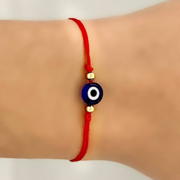 Mini Evil Eye Adjustable String Bracelet Red and Black String Evil Eye