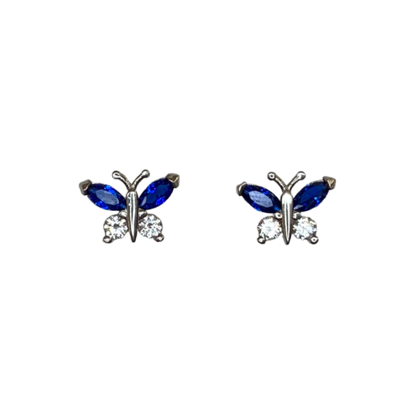Crystal Butterfly Earrings 925 Sterling Silver