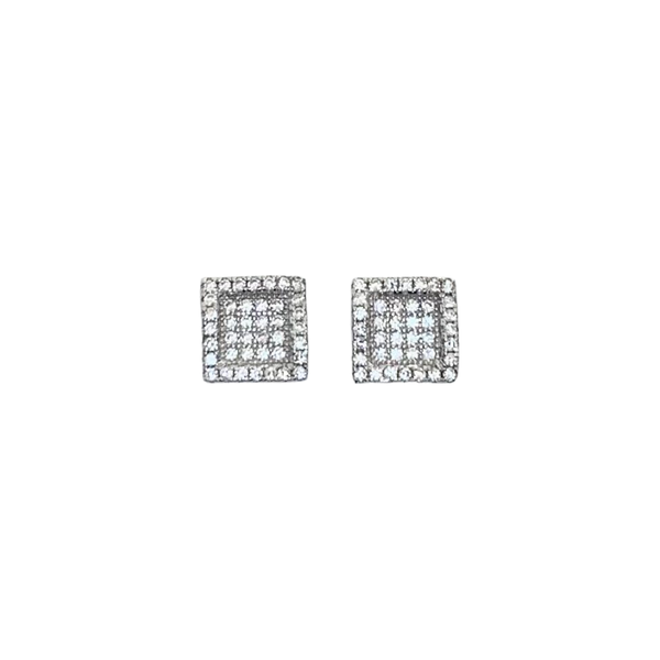 Square Sterling Silver Earrings Crystal Geometric