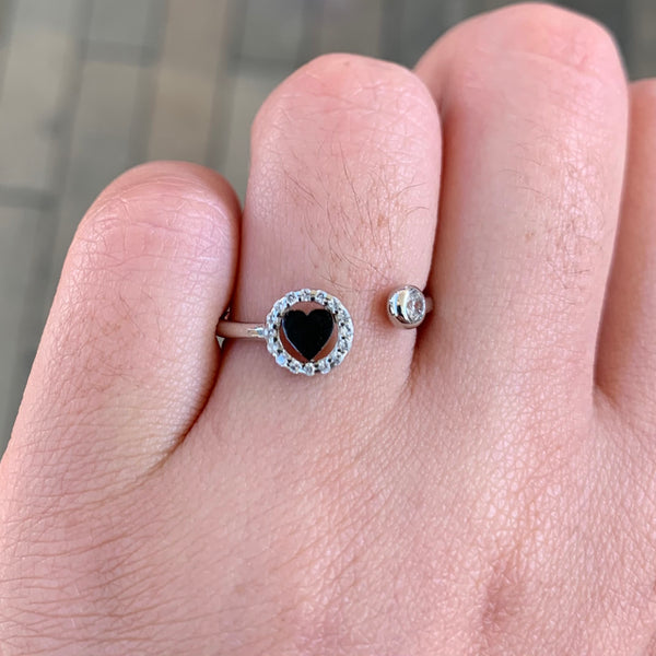 Mini Circular Heart Sterling Silver Ring