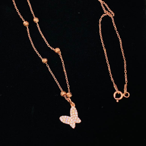 Mini Butterfly Sterling Silver Necklace with Ball Chain