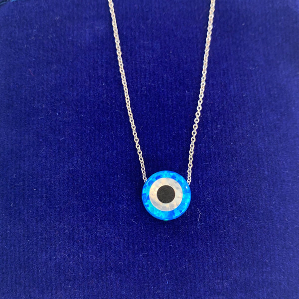 Opal Evil Eye Necklace sterling silver
