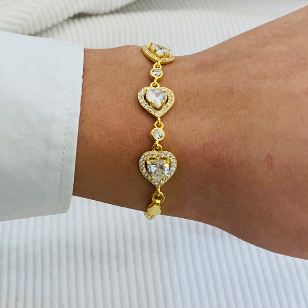 Lovely Triple Hearts Sterling Silver Bracelet