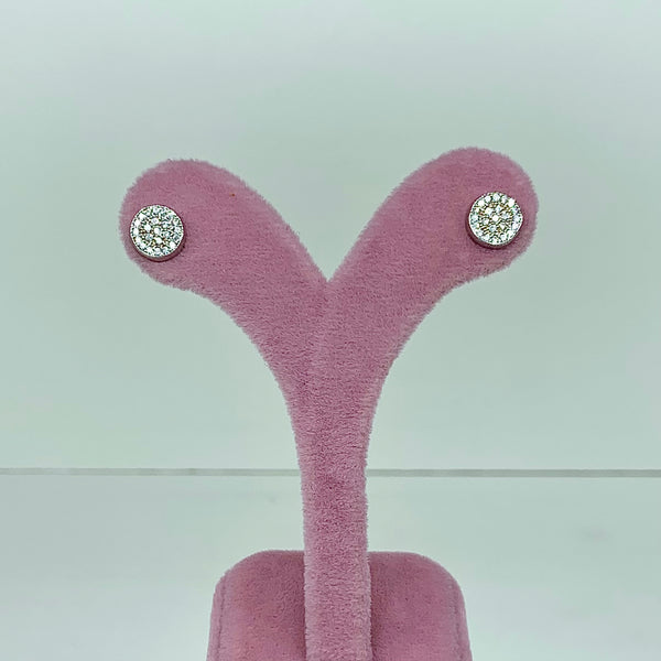 Crystal Circular Sterling Silver Stud Earrings