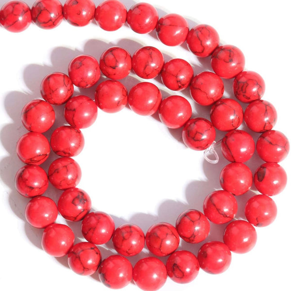 Red Turquoise with Cross Crystal Men Women Natural Gemstone Beaded Bracelet