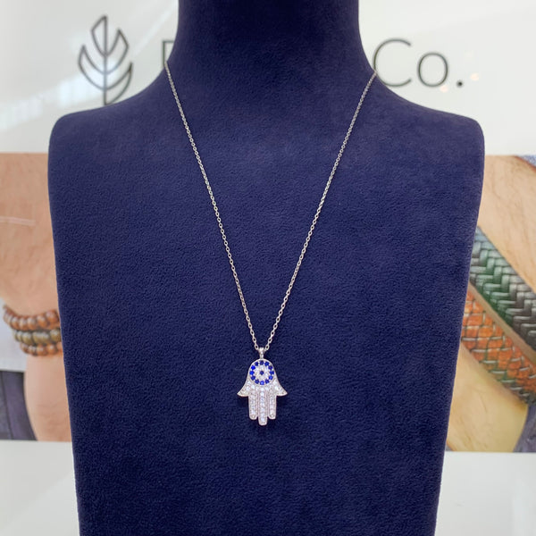 Evil Eye Hamsa Sterling Silver Necklace