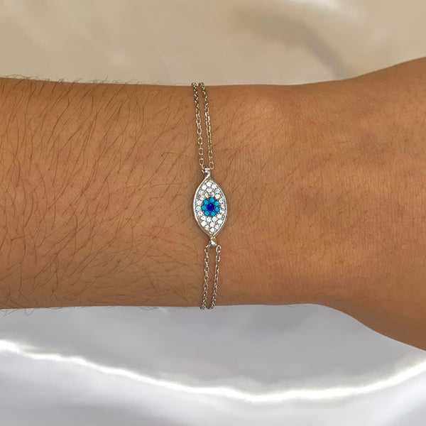 Evil Eye Sterling Silver Bracelet Lucky Charm