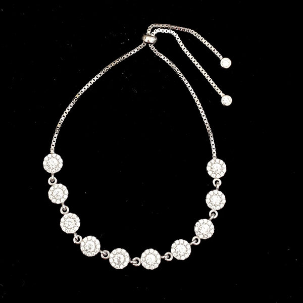 Super Shiny White Crystals Sterling Silver Bracelet