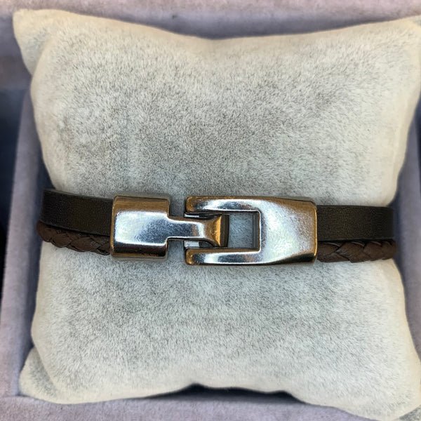 Dark Brown Stylish Leather Men Bracelet