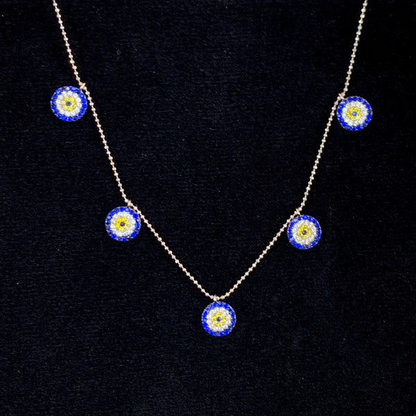 Bigger Multiple Evil Eye Sterling Silver Necklace