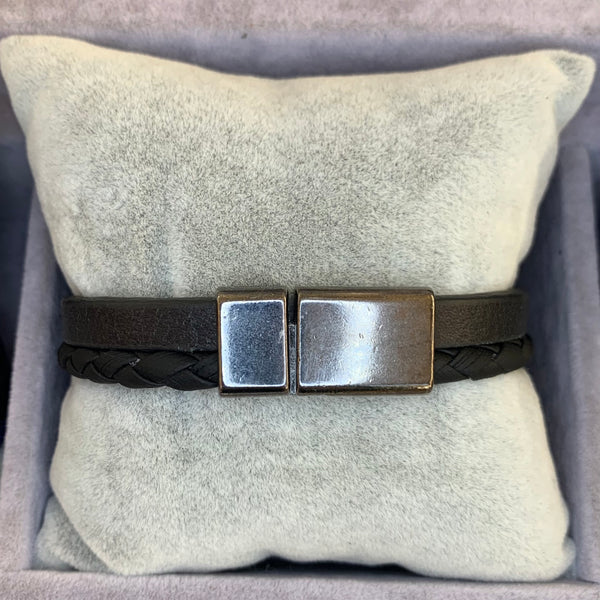 Black and Red Leather Bracelet