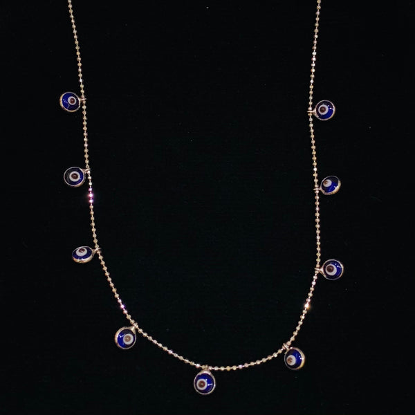 Enamel Multiple Evil Eye Necklace Sterling Silver