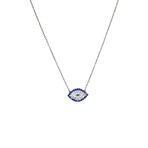 Eye Shape Crystal Evil Eye Silver Necklace