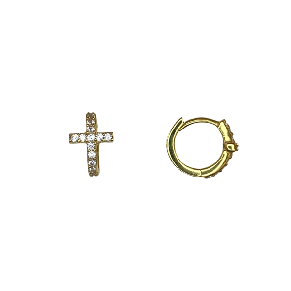 Cross Hoops Sterling Silver Earrings