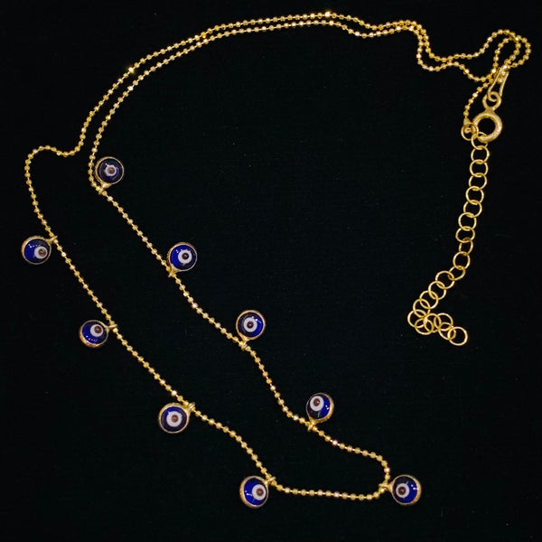Enamel Multiple Evil Eye Necklace Sterling Silver