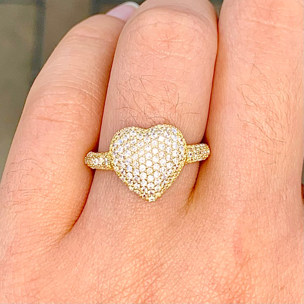 3D Heart Sterling Silver Ring