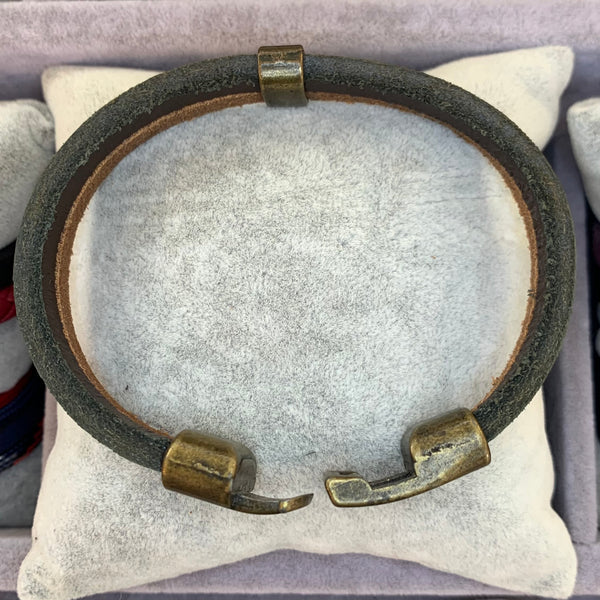 Light brown and black leather bracelet