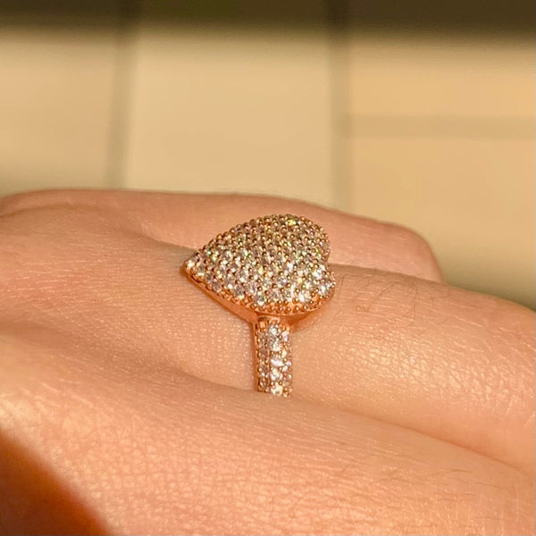 3D Heart Sterling Silver Ring