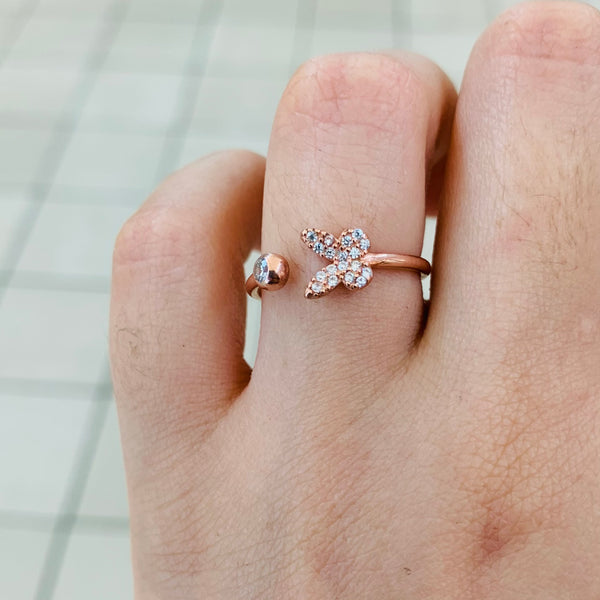 Butterfly Delicate Ring 925 Sterling Silver Adjustable