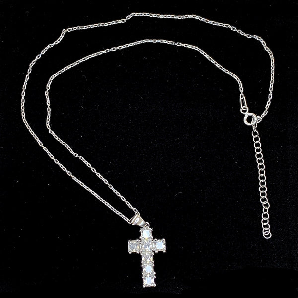 Thick Shiny Cross Sterling Silver Necklace