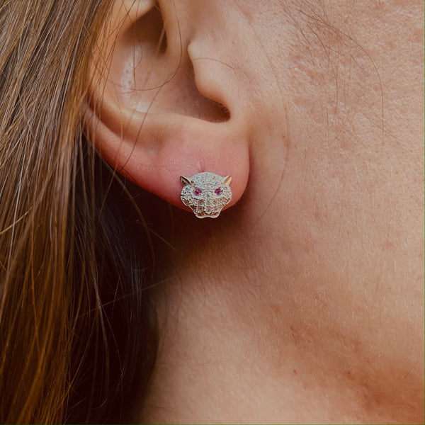 Tiger Stud Earrings Sterling Silver