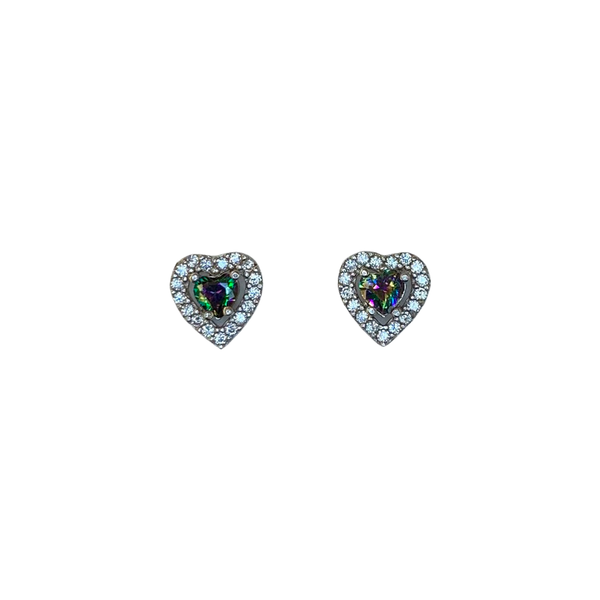 Heart Shape Stud Earrings with Crystals