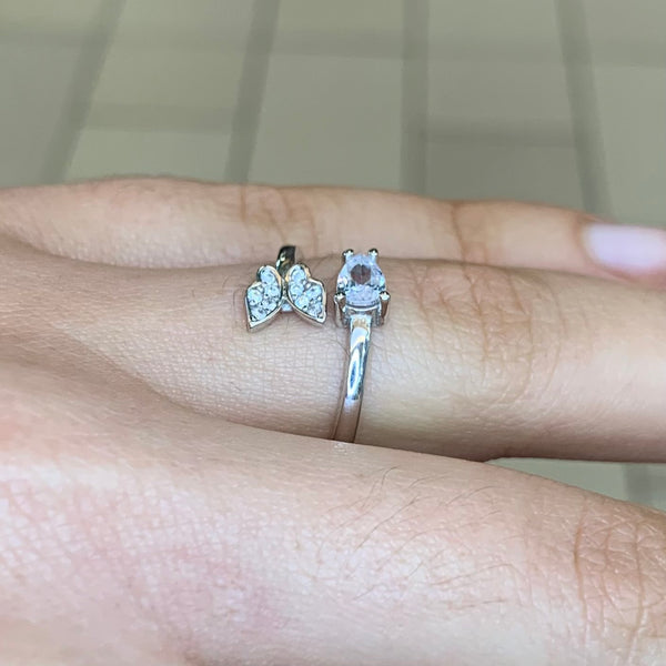 Handmade Butterfly Crystal Sterling Silver Ring